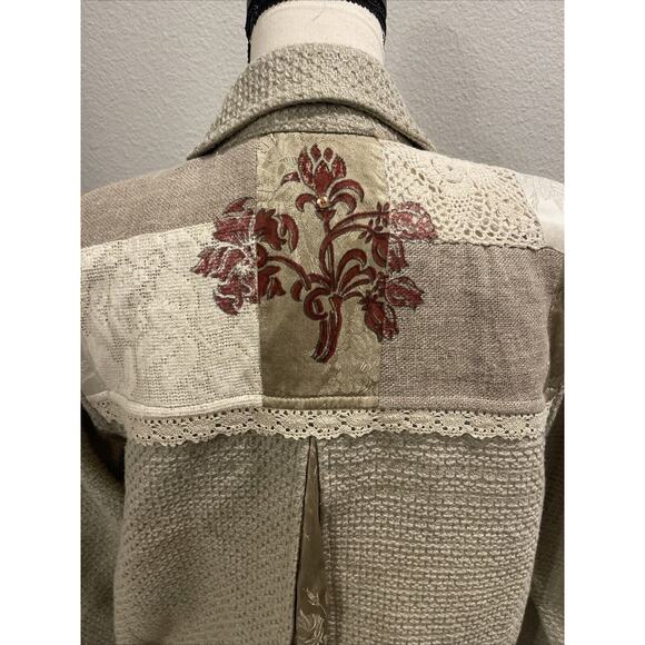 Vintage Think Positive Embellished Tapestry Lace Woven Oversized Jacket Sz Small - Picture 8 of 15
